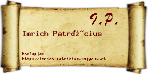 Imrich Patrícius névjegykártya